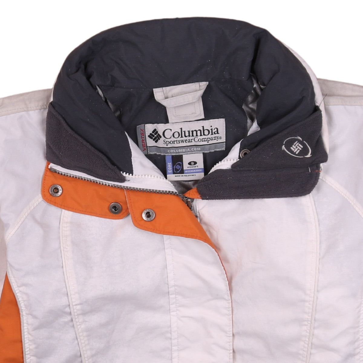 Columbia Women's White Orange Ski Jacket S Waterproof Interchange