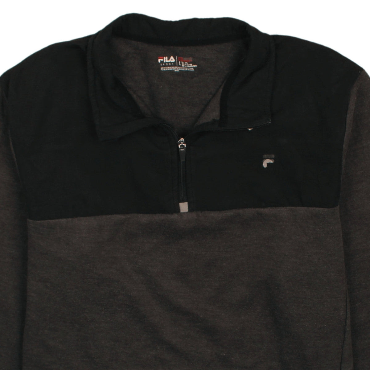 Fila Men’s Grey 1/4 Zip Sweatshirt Size L Regular Fit Logo Sport Top