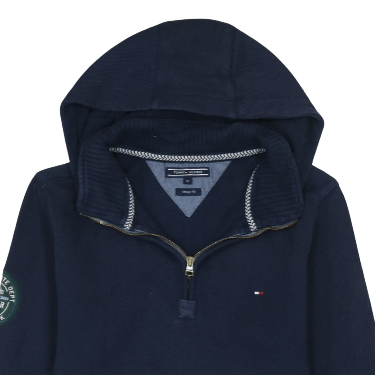 Tommy Hilfiger Men's Blue 1/2 Zip Hoodie Vintage Fit M Classic