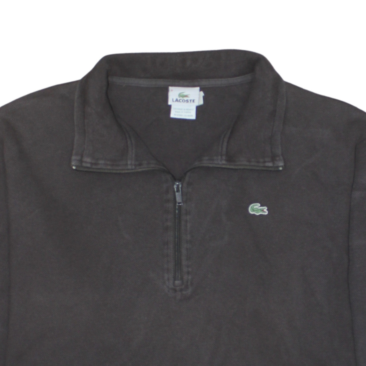 Lacoste Men's Grey 1/4 Zip Cotton Sweatshirt Pullover L