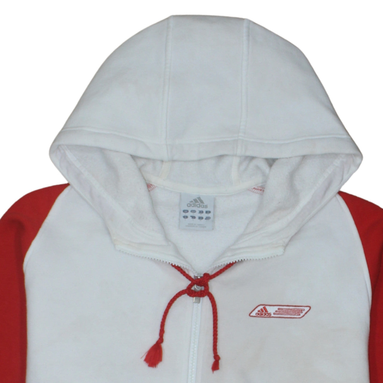 Adidas Men's White Red Full Zip Hoodie M Fleece Sweatshirt