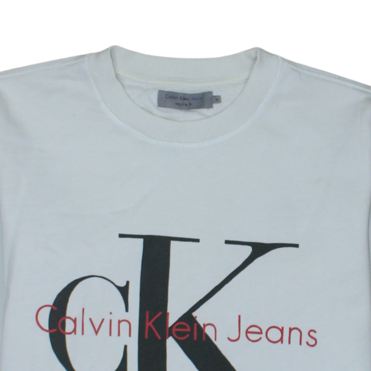 Calvin Klein Jeans Men's White Regular Fit Logo Sweatshirt M