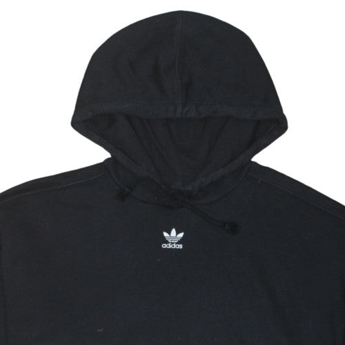 Adidas Womens Black UK 12 Cropped Pullover Hoodie Sweatshirt