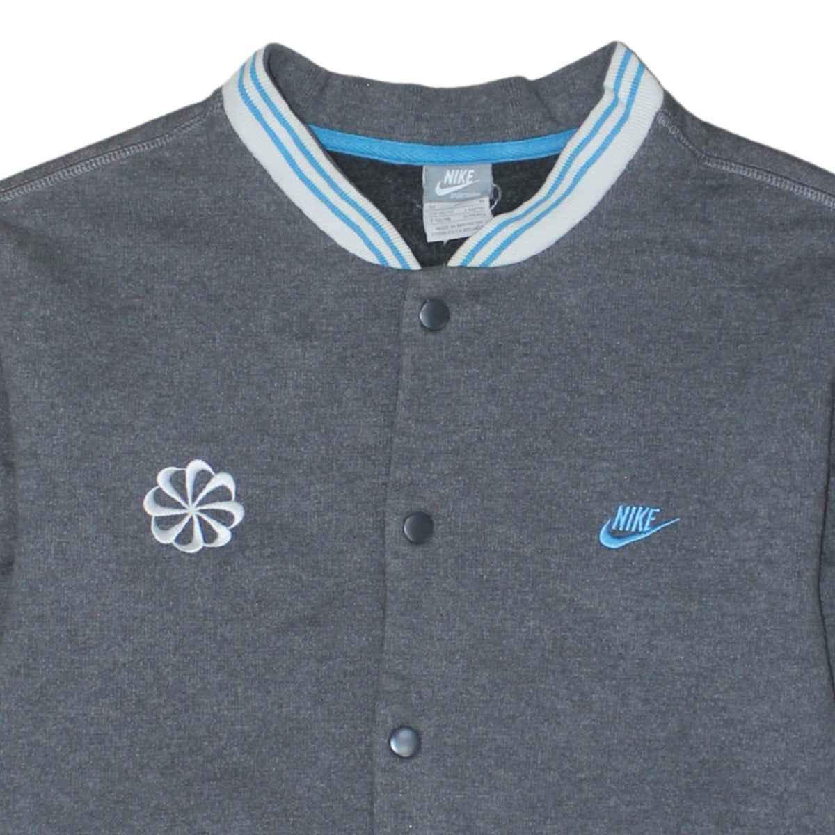 Nike Men's Grey Varsity Jacket Size M Cotton Blend Sportswear