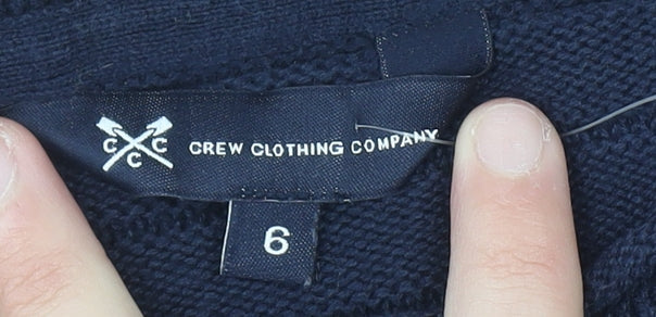 Crew Clothing Blue Cotton Blend Long Sleeve Jumper Size 6