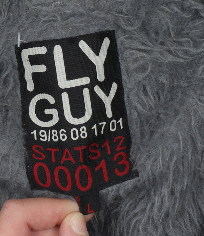 Fly Guy Men's Grey L Full Zip Hooded Windbreaker Jacket