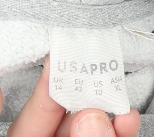 USA Pro Women's Grey Pullover Hoodie UK 14 Cotton Blend Sportswear