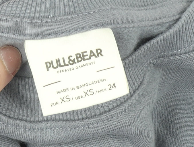 Pull&Bear Women Grey XS Pullover Sweatshirt Cotton Blend Casual