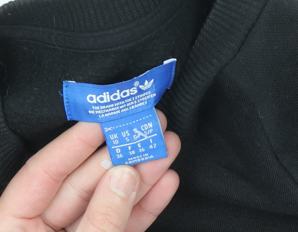 Adidas Women Black Crew Neck Sweatshirt Size 10 Cotton Blend