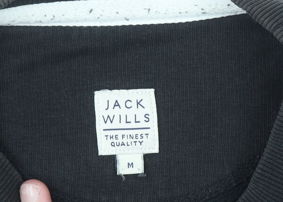 Jack Wills Men's Black Medium Logo Pullover Sweatshirt
