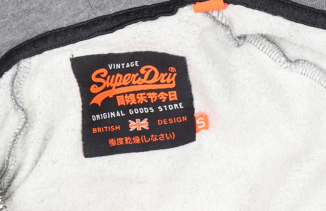 Superdry Men's Grey Full Zip Hoodie Size S Regular Fit Classic Style