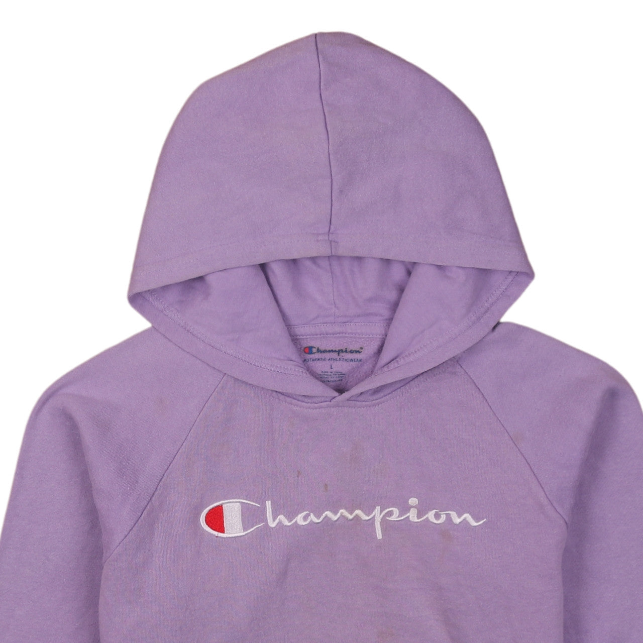 Champion Girls Purple Logo Pullover Hoodie Size L Cotton Blend Fleece