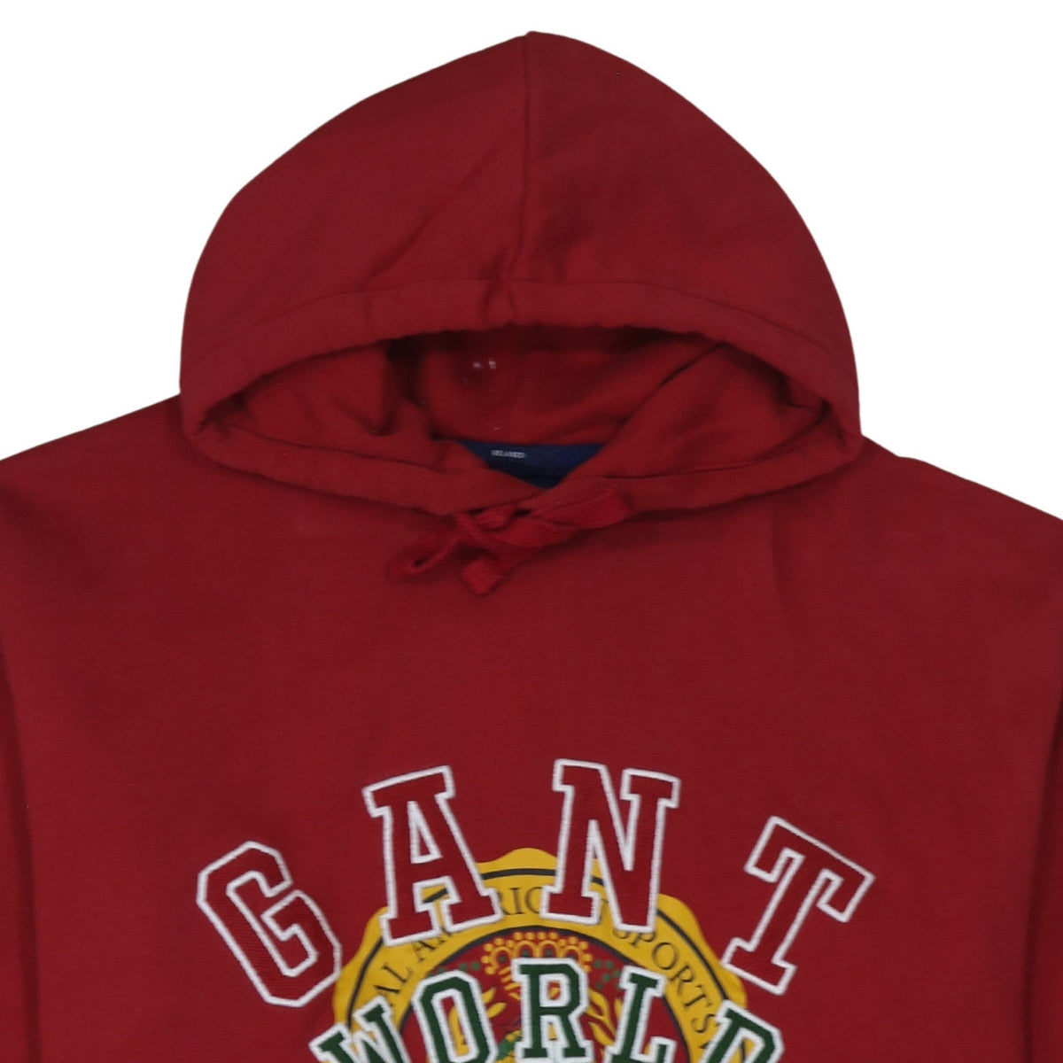 GANT Men's Red XL Relaxed Fit Pullover Hoodie with Embroidered Logo