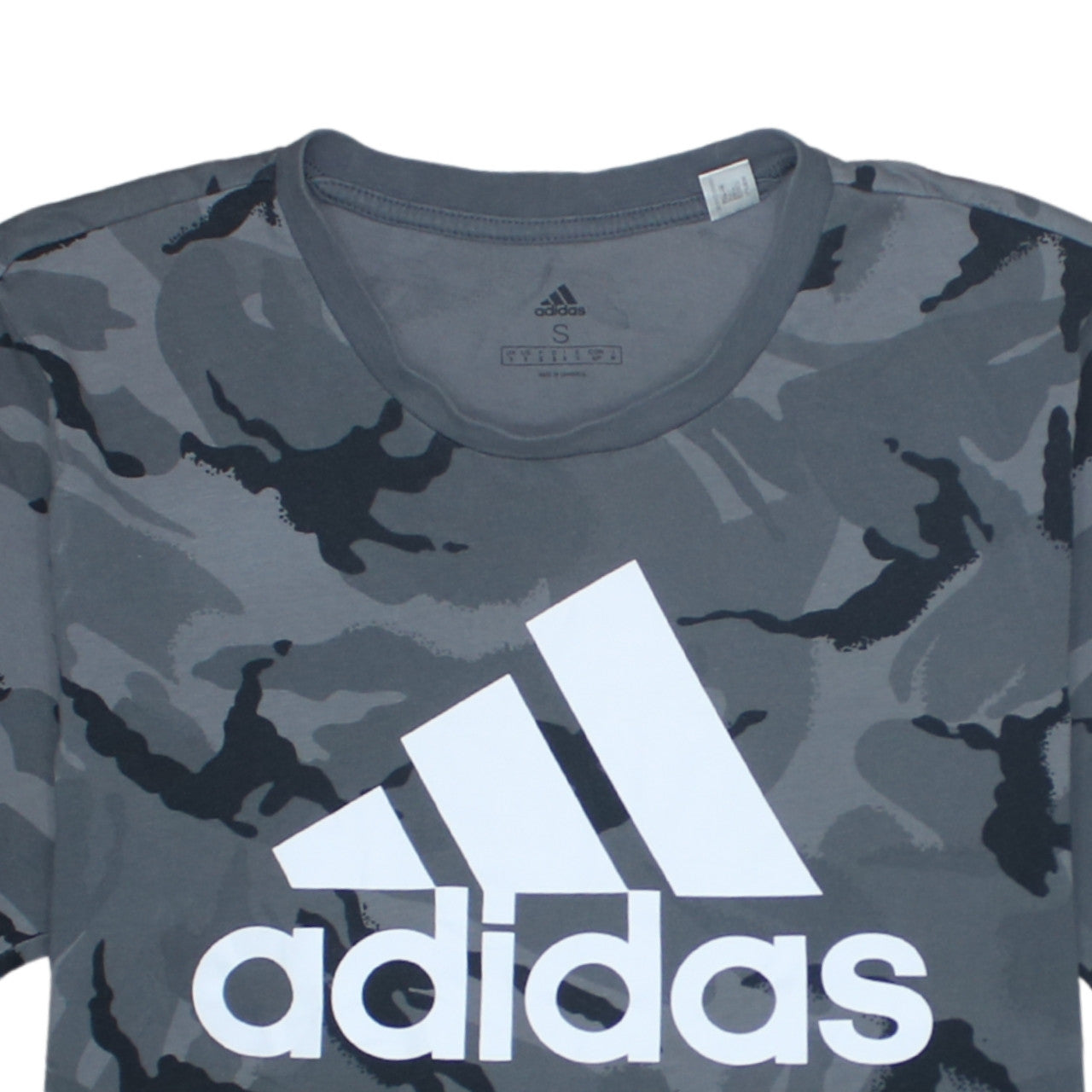 adidas Men's Grey Camouflage Crew Neck Short Sleeve T-Shirt Size S