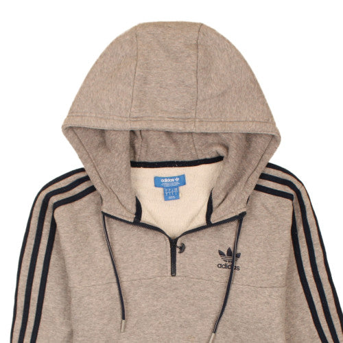 Adidas Men's Beige 1/2 Zip Hoodie Size S Fleece Sportswear