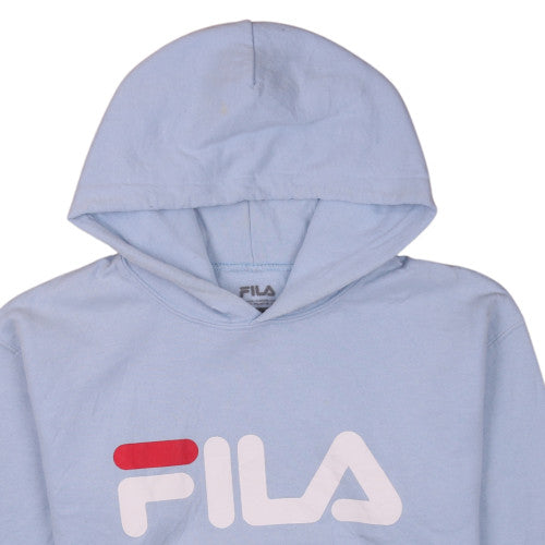 Fila Men Blue Pullover Hoodie Small Logo Graphic Fleece Sweatshirt
