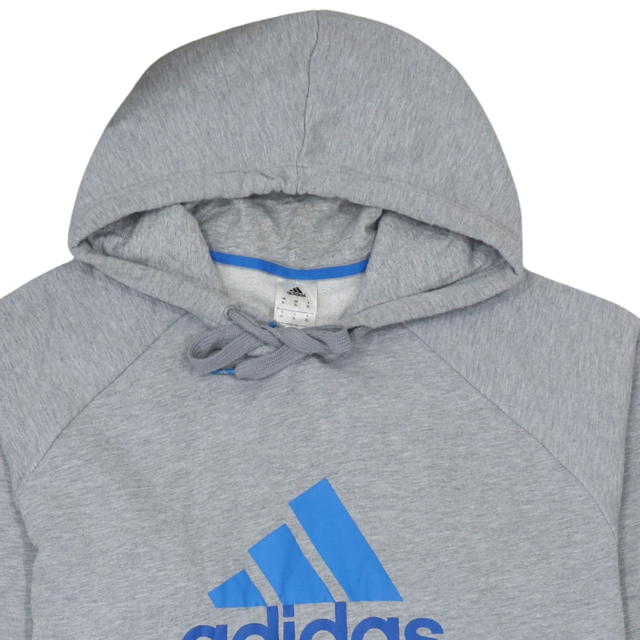 Adidas Men's Grey XL Pullover Hoodie with Blue Logo