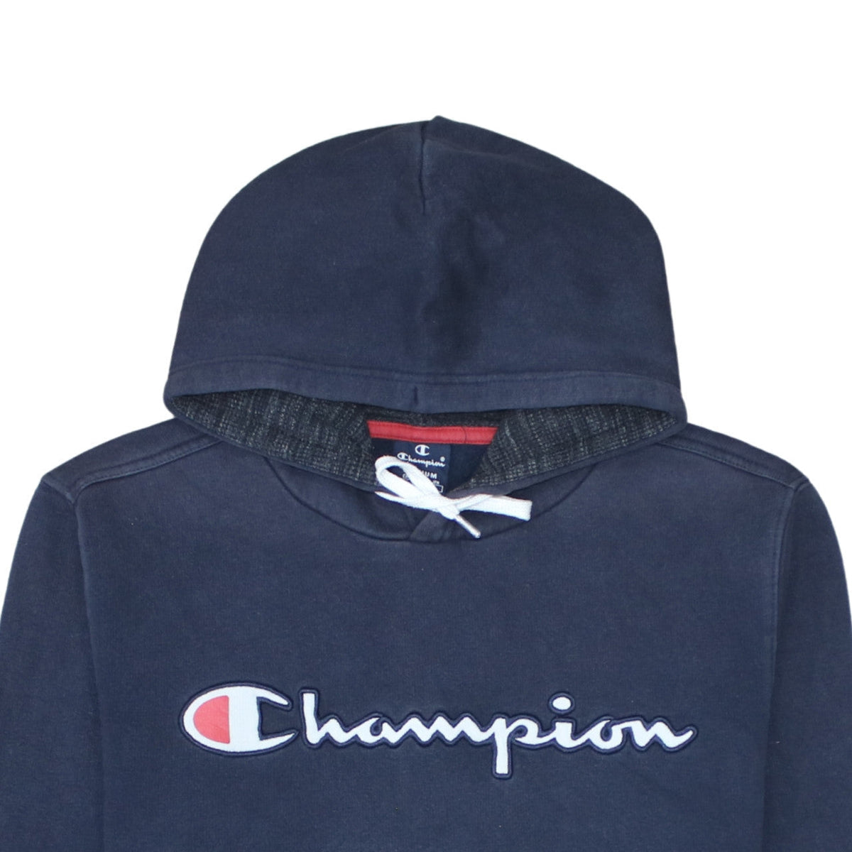 Champion Men’s Blue Pullover Hoodie Medium Logo Fleece Sweatshirt
