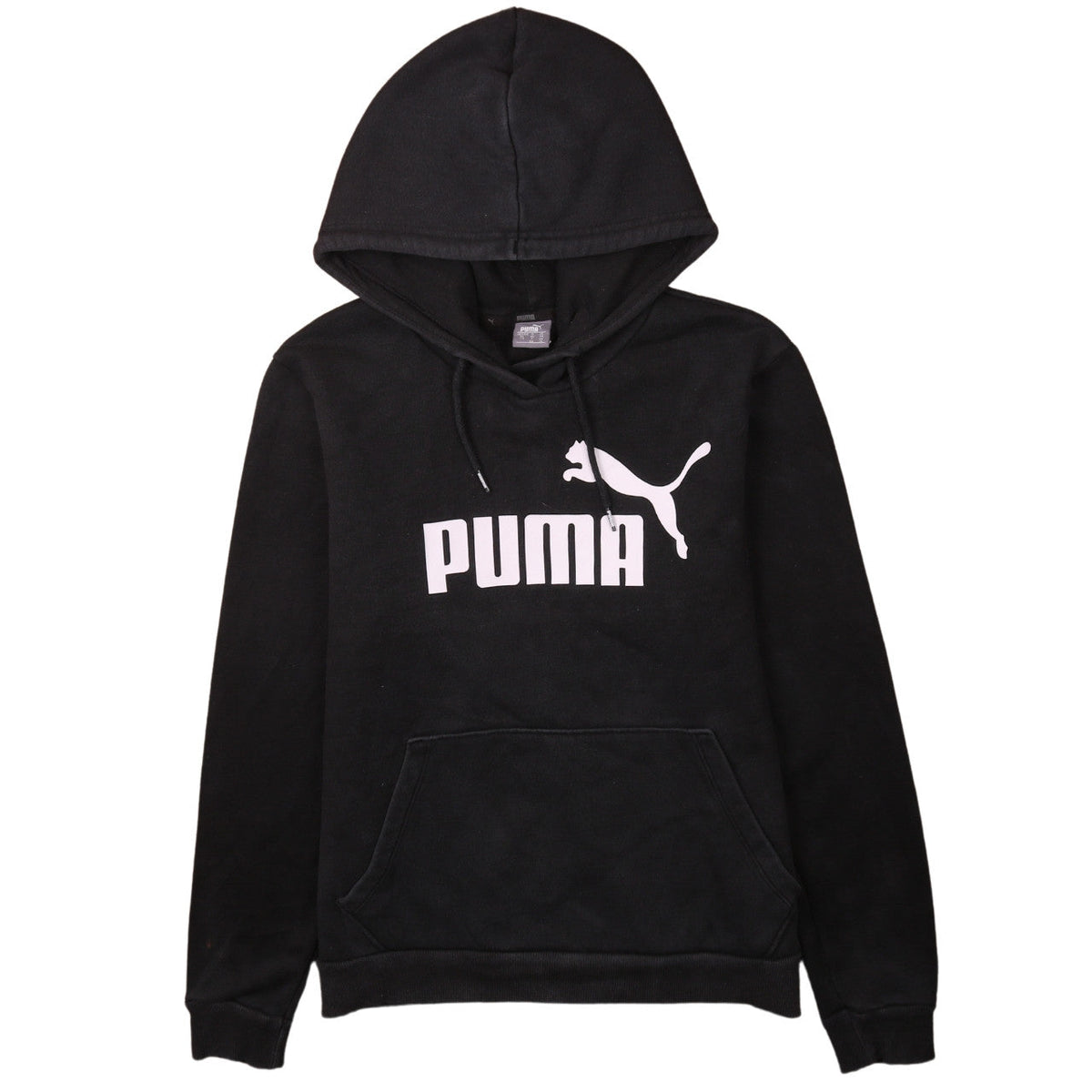Puma Womens Black Pullover Hoodie Size 16 Logo Graphic Casual