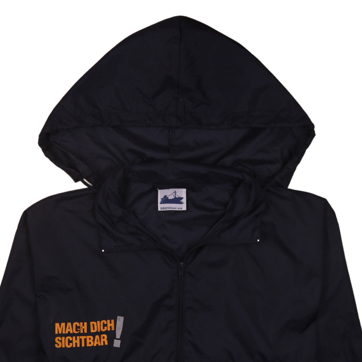 Sirocco Boys Black Hooded Windbreaker Jacket 15-16 Years Reflective Zip