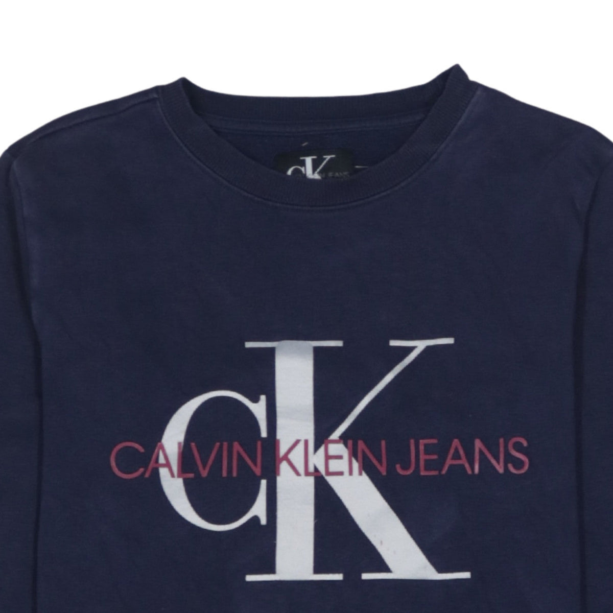 Calvin Klein Jeans Boys Navy Blue Logo Sweatshirt Size 14 Crew Neck