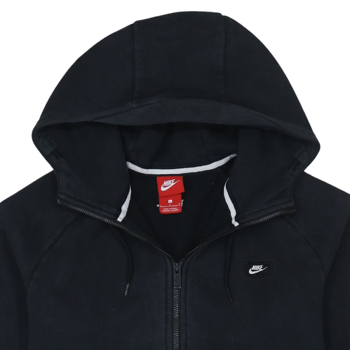 Nike Men's Black Full Zip Hoodie Size L Classic Fleece Sweatshirt