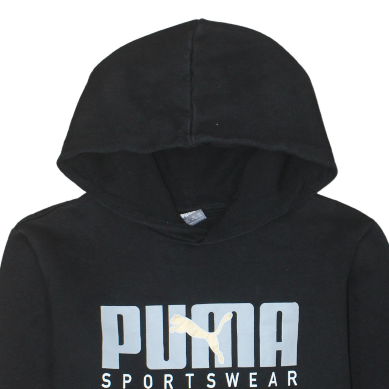Puma Boys Black Pullover Hoodie 15-16 Years Sportswear Logo Long Sleeve