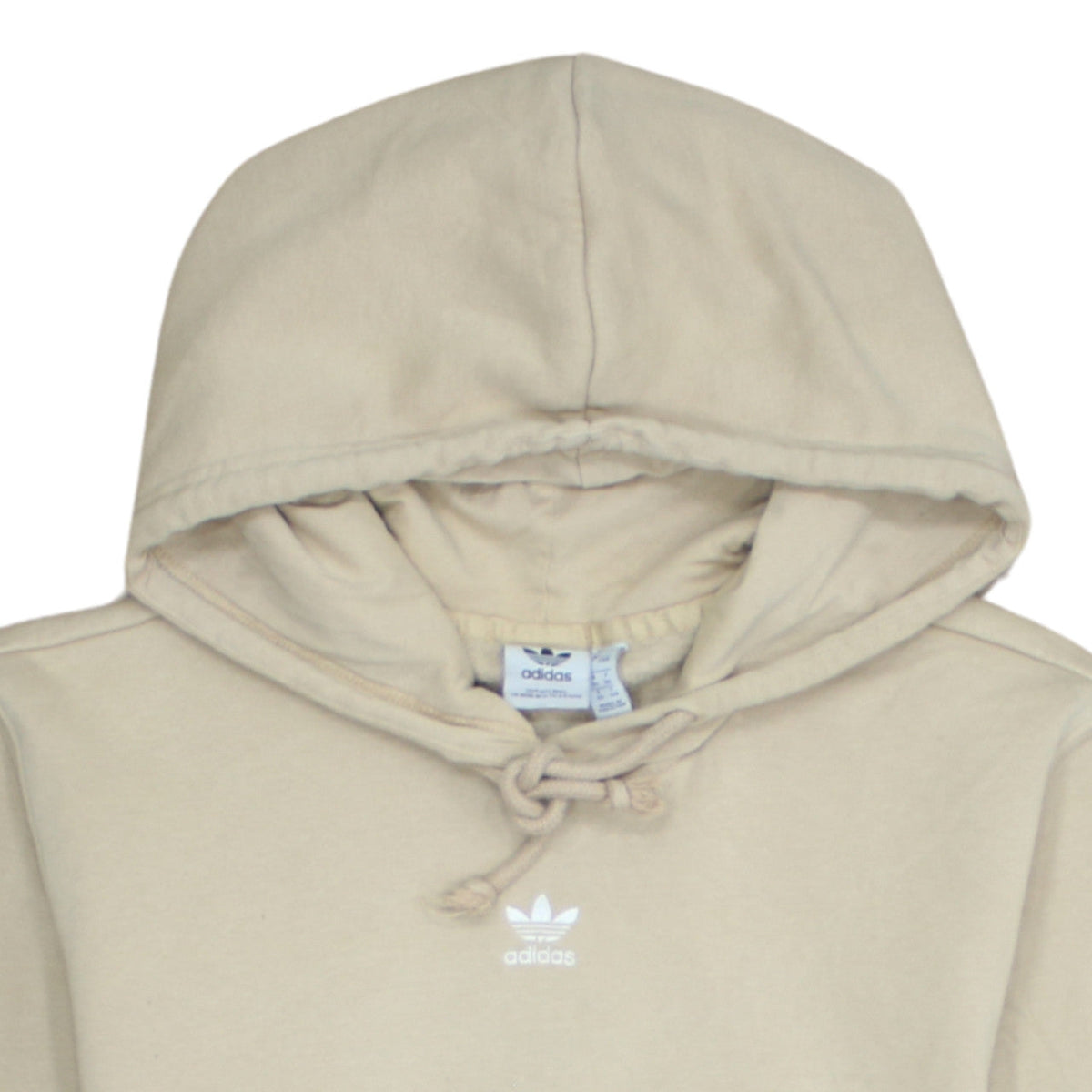 Adidas Womens Beige Pullover Hoodie Size 8 with Logo and Pockets