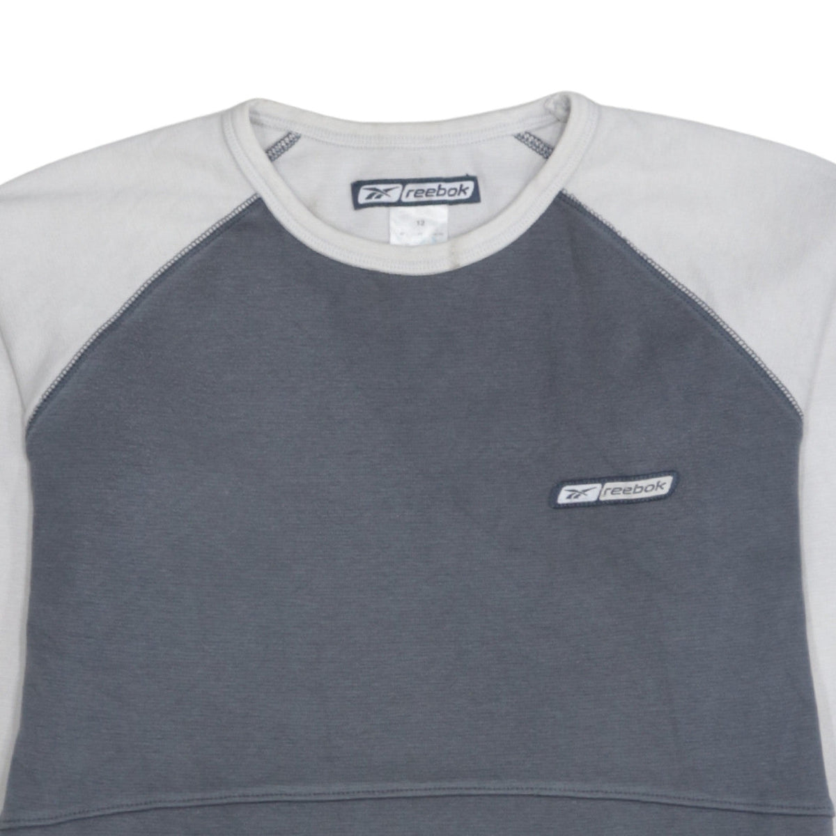 Reebok Women Grey & White Sweatshirt Size 12 Raglan Long Sleeve Pullover