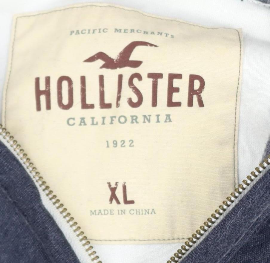 Hollister Men's Blue XL Full Zip Hooded Basic Activewear Jacket