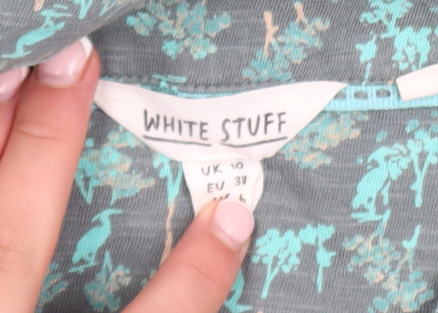 White Stuff Womens Green Floral Shift Dress Size 10 Cotton