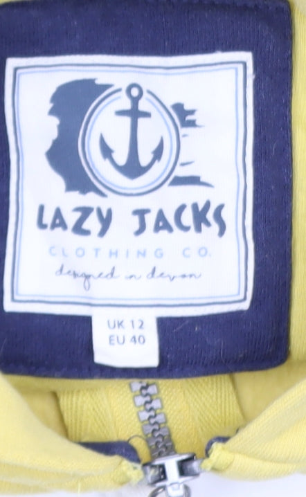 Lazy Jacks Women Yellow Full Zip Hooded Basic Jacket UK 12