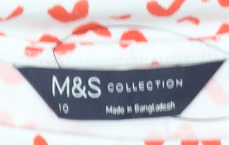 Marks & Spencer Women's White Heart Print 3/4 Sleeve Jersey T-Shirt Size 10