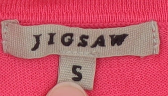 Jigsaw Women Pink Wrap V-Neck Cotton Knit Jumper Size S