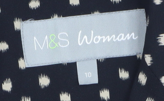 Marks & Spencer Women Black Polka Dot Blazer Size 10 Regular Fit