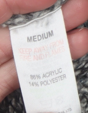 EASY Men’s Grey Chunky-Knit 1/2 Zip High Neck Jumper Size M