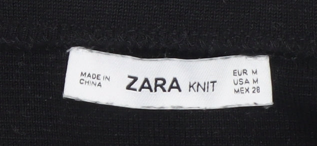 Zara Women Black Knit A-Line Skirt Size 12 with Pockets