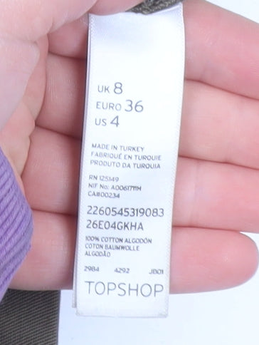 Topshop Women’s Green Hooded Military Jacket UK 8 Cotton Patches