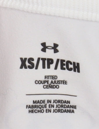 Under Armour Women White XS 1/2 Zip Fitted Hoodie Sweatshirt