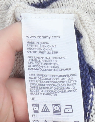 Hilfiger Denim Women's Ivory Blue Star Striped Knit Jumper XL