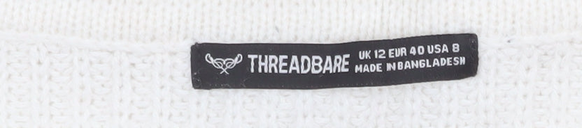 Threadbare Womens Ivory Striped Collared Long Sleeve Jumper UK 12