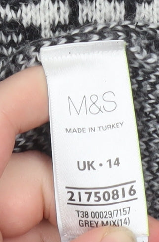 Marks & Spencer Womens Grey Check Knit Jumper UK 14