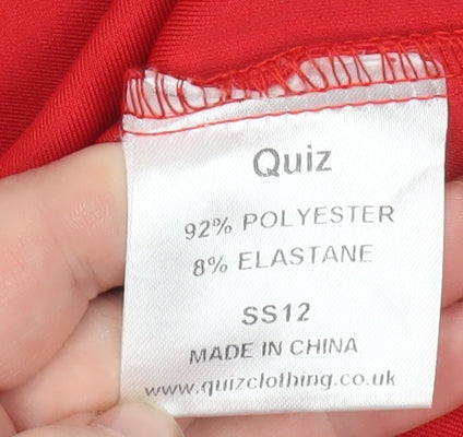 Quiz Women Red Fitted Long Sleeve Single-Breasted Blazer Size 10