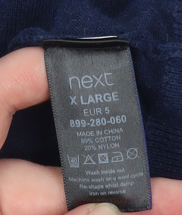 Next Men’s Blue XL Cotton Crew Neck Pullover Jumper