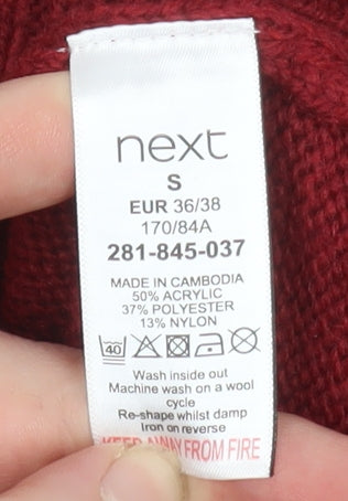 Next Men’s Red V-Neck Pullover Jumper Size S Knit Acrylic Blend