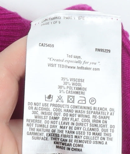 Ted Baker Women’s Purple Wool Blend Relaxed Fit Jumper Size 10