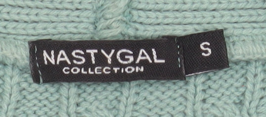 Nasty Gal Womens Green Cable-Knit Button Cardigan Size S