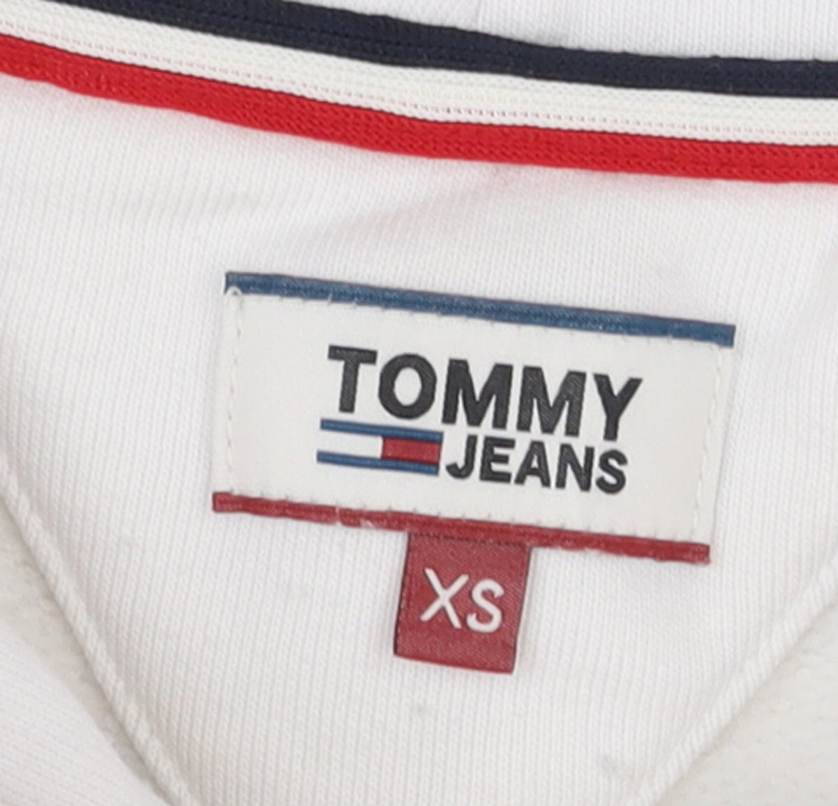 Tommy Jeans Men’s White XS Pullover Hoodie with Logo Detail
