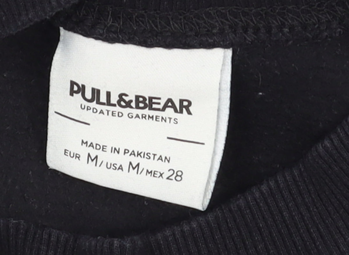 Pull&Bear Men’s Black Cotton Blend Crew Neck Sweatshirt M