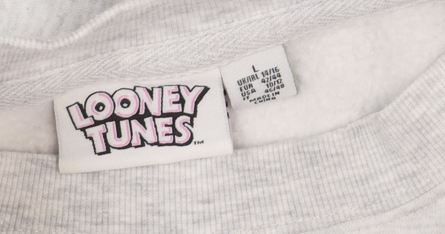 Looney Tunes Women's Grey Colourblock Tweety Sweatshirt Size L 14/16